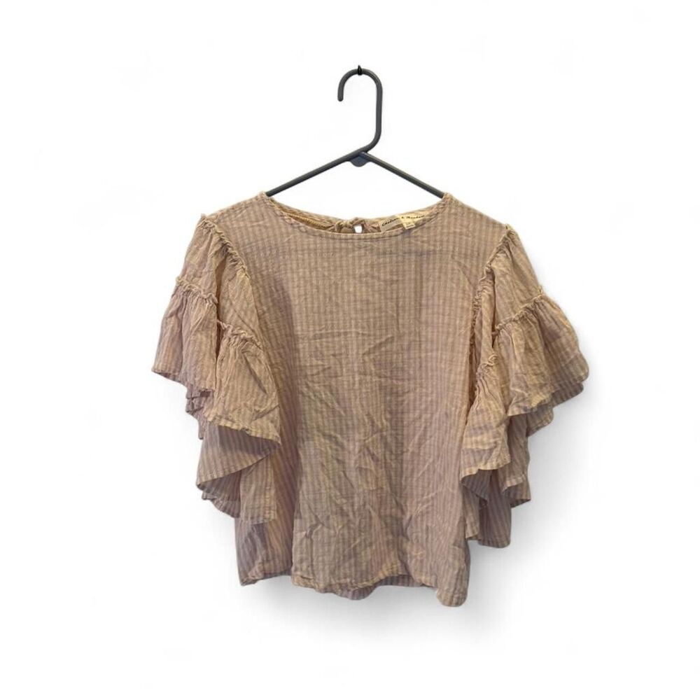 Unbranded Women's Tan and Cream Blouse